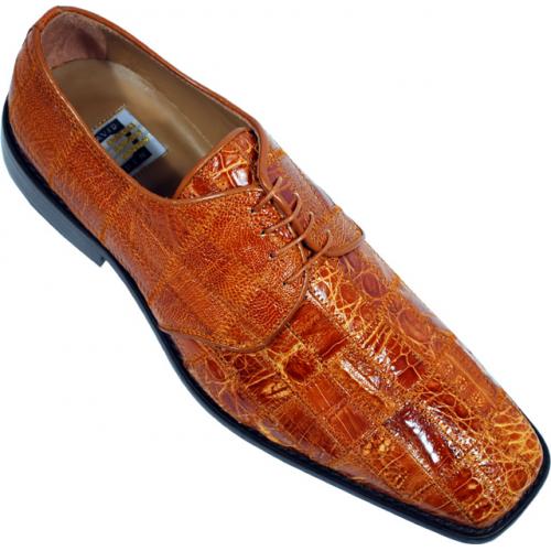 David Eden "Omni" Caramel Genuine Crocodile / Lizard Patchwork Shoes